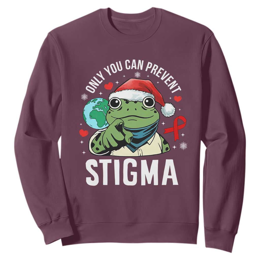 Christmas Frog AIDS Christmas Supporter Sweatshirt Only You Can Prevent Stigma