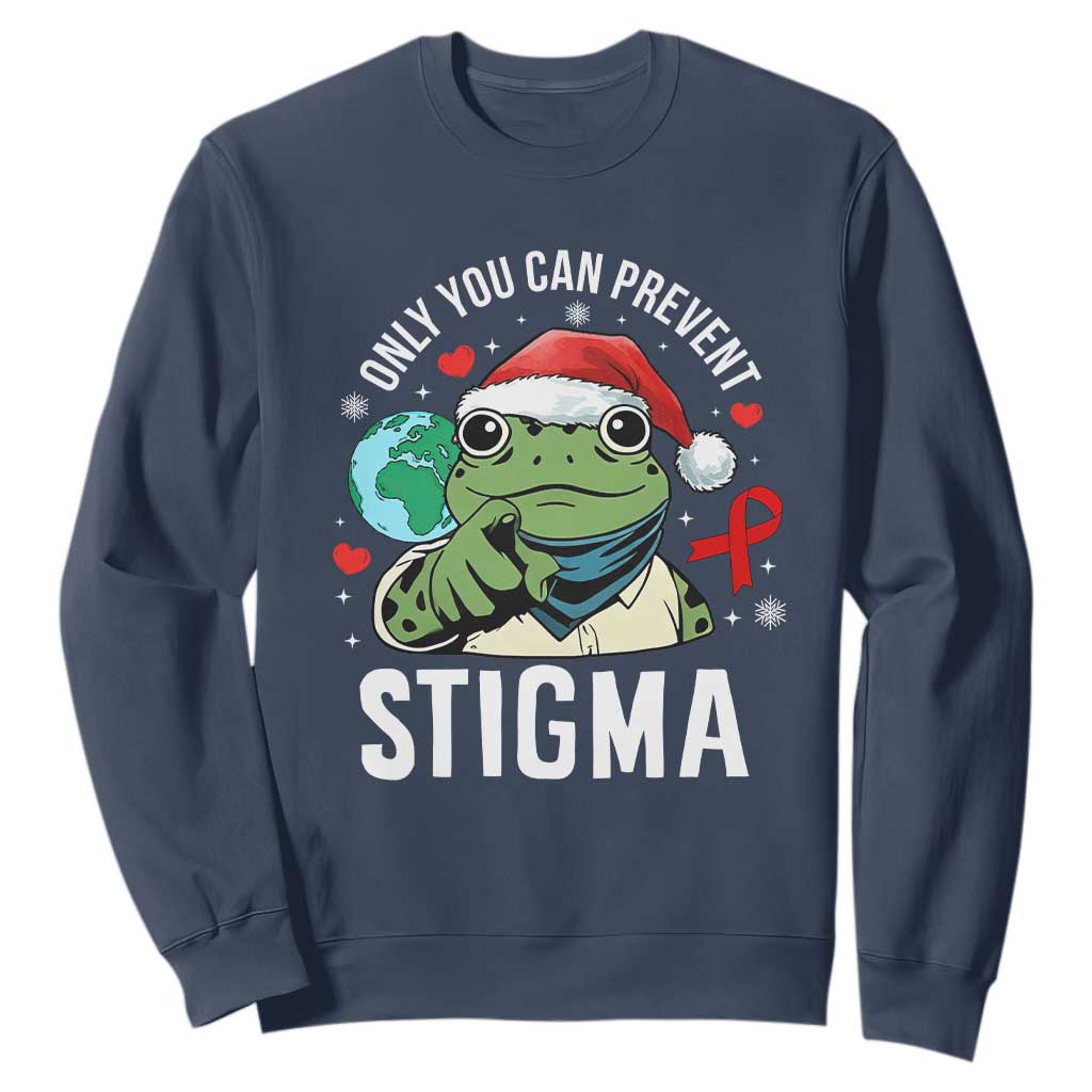 Resist Frog AIDS Support Christmas Sweatshirt Only You Can Prevent Stigma