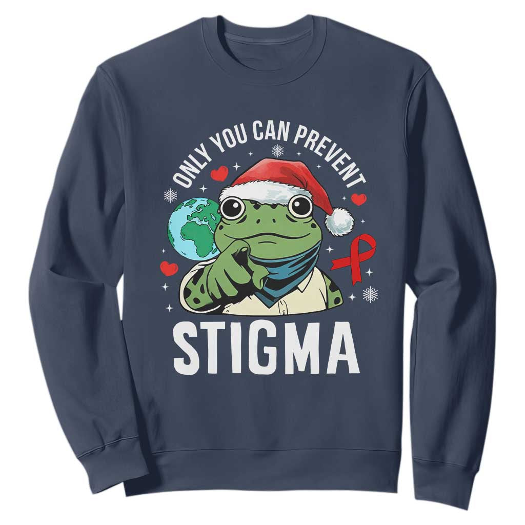 Christmas Frog AIDS Christmas Supporter Sweatshirt Only You Can Prevent Stigma