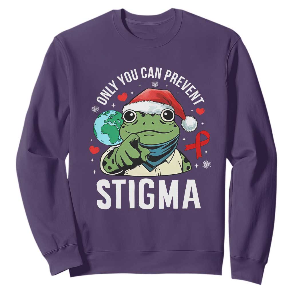 Christmas Frog AIDS Christmas Supporter Sweatshirt Only You Can Prevent Stigma