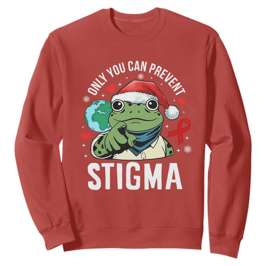 Resist Frog AIDS Support Christmas Sweatshirt Only You Can Prevent Stigma