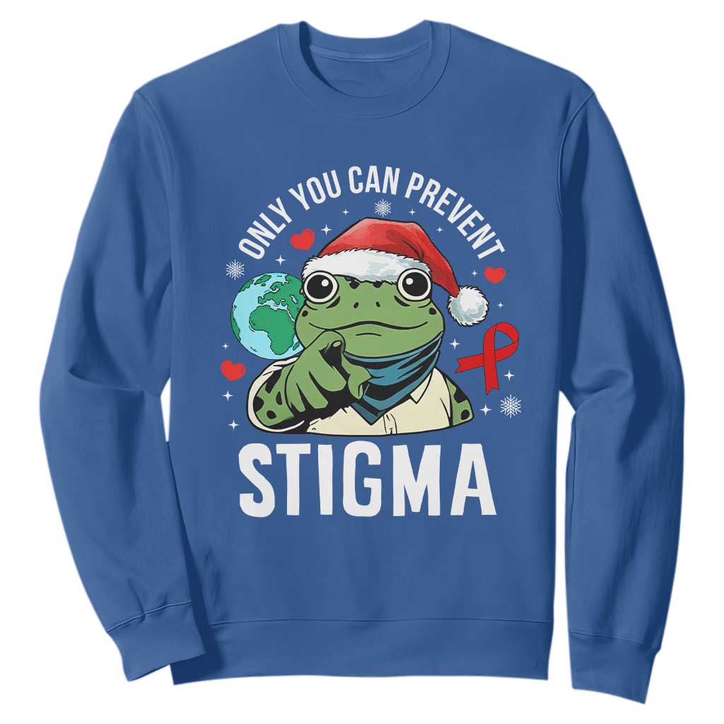 Christmas Frog AIDS Christmas Supporter Sweatshirt Only You Can Prevent Stigma