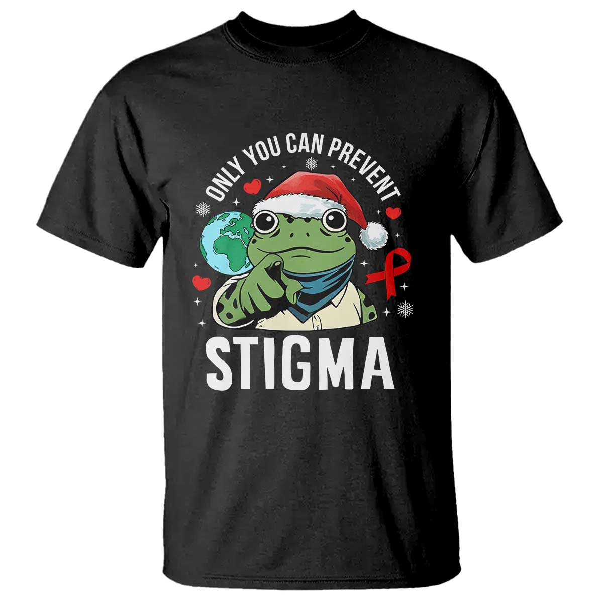 Christmas Frog AIDS Christmas Supporter T Shirt Only You Can Prevent Stigma