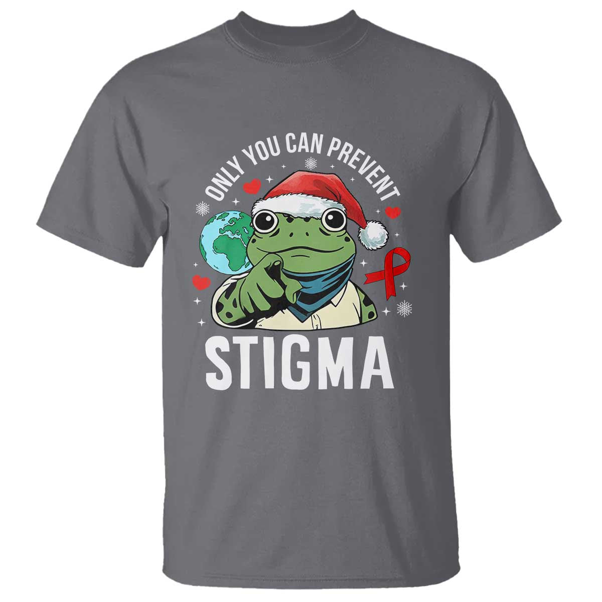 Christmas Frog AIDS Christmas Supporter T Shirt Only You Can Prevent Stigma