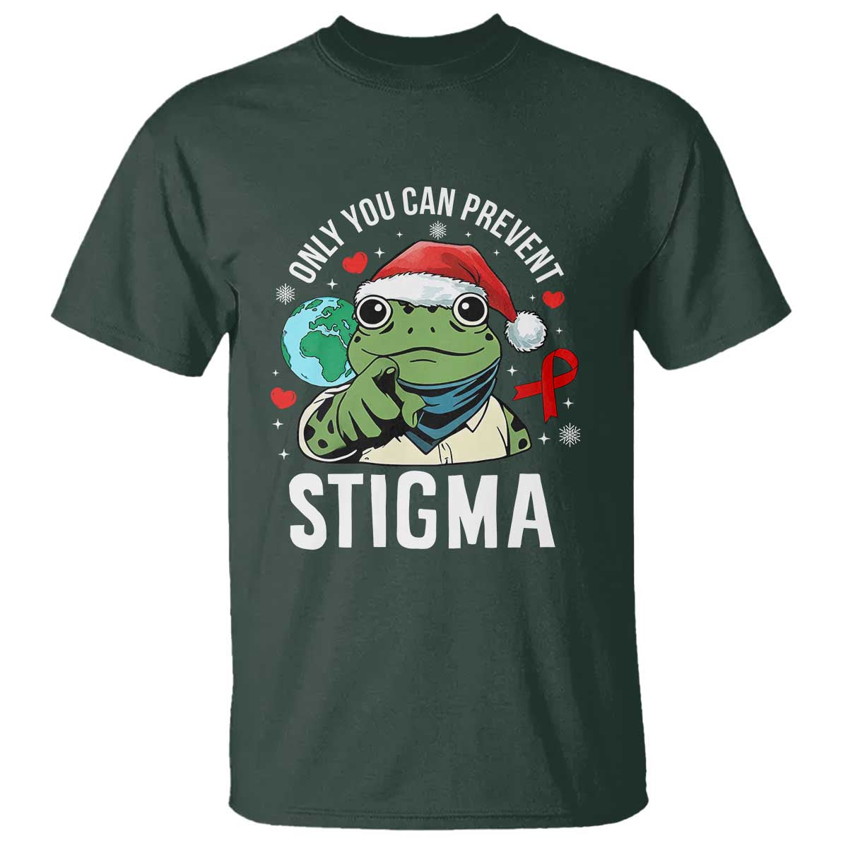 Christmas Frog AIDS Christmas Supporter T Shirt Only You Can Prevent Stigma