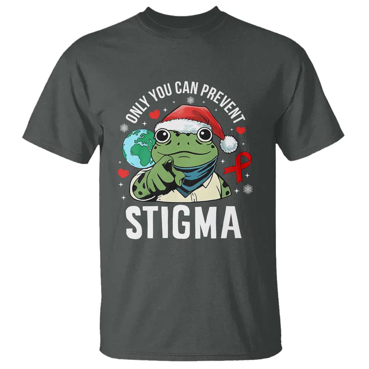 Christmas Frog AIDS Christmas Supporter T Shirt Only You Can Prevent Stigma