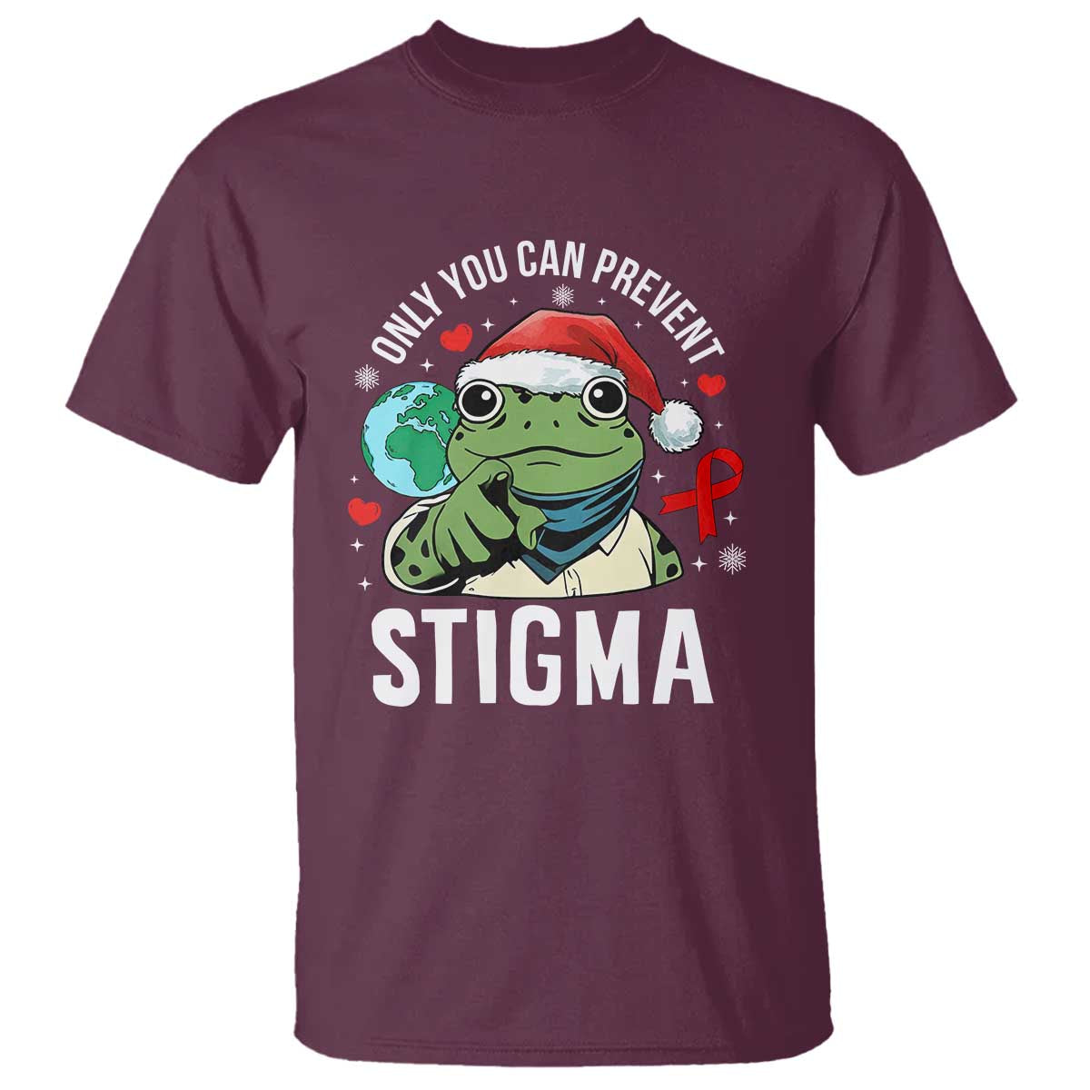 Christmas Frog AIDS Christmas Supporter T Shirt Only You Can Prevent Stigma