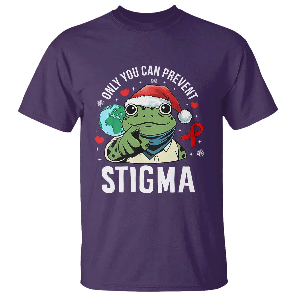 Christmas Frog AIDS Christmas Supporter T Shirt Only You Can Prevent Stigma