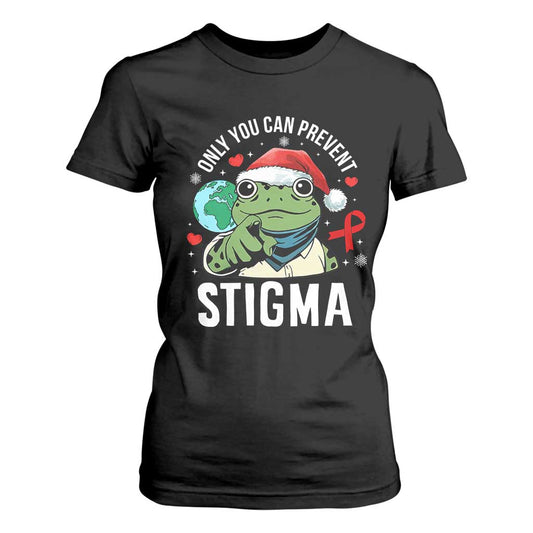 Christmas Frog AIDS Christmas Supporter T Shirt For Women Only You Can Prevent Stigma