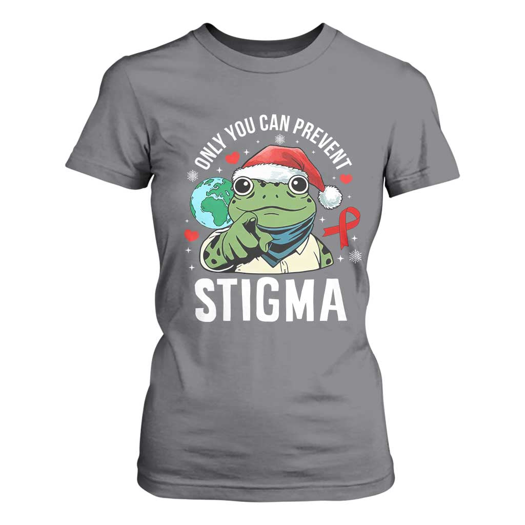 Christmas Frog AIDS Christmas Supporter T Shirt For Women Only You Can Prevent Stigma
