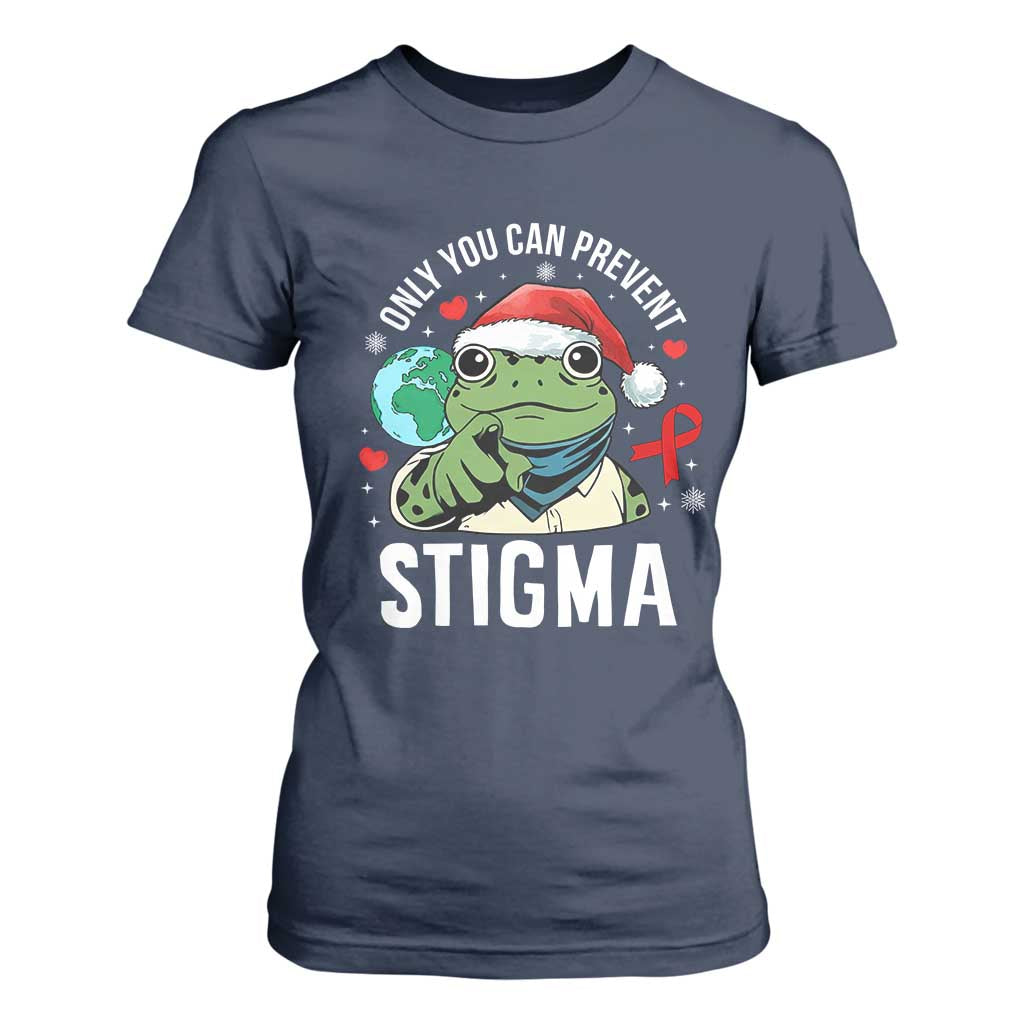 Christmas Frog AIDS Christmas Supporter T Shirt For Women Only You Can Prevent Stigma
