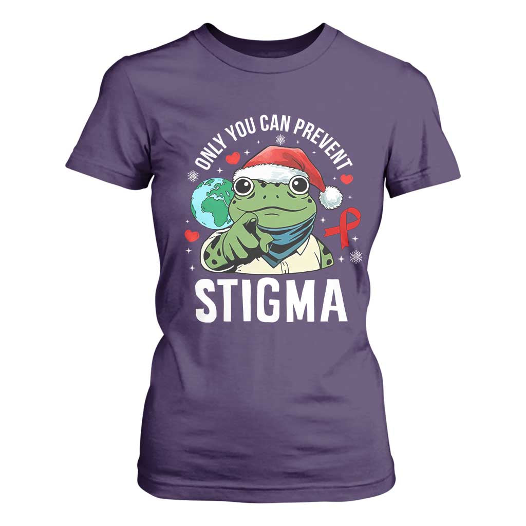 Resist Frog AIDS Support Christmas T Shirt For Women Only You Can Prevent Stigma