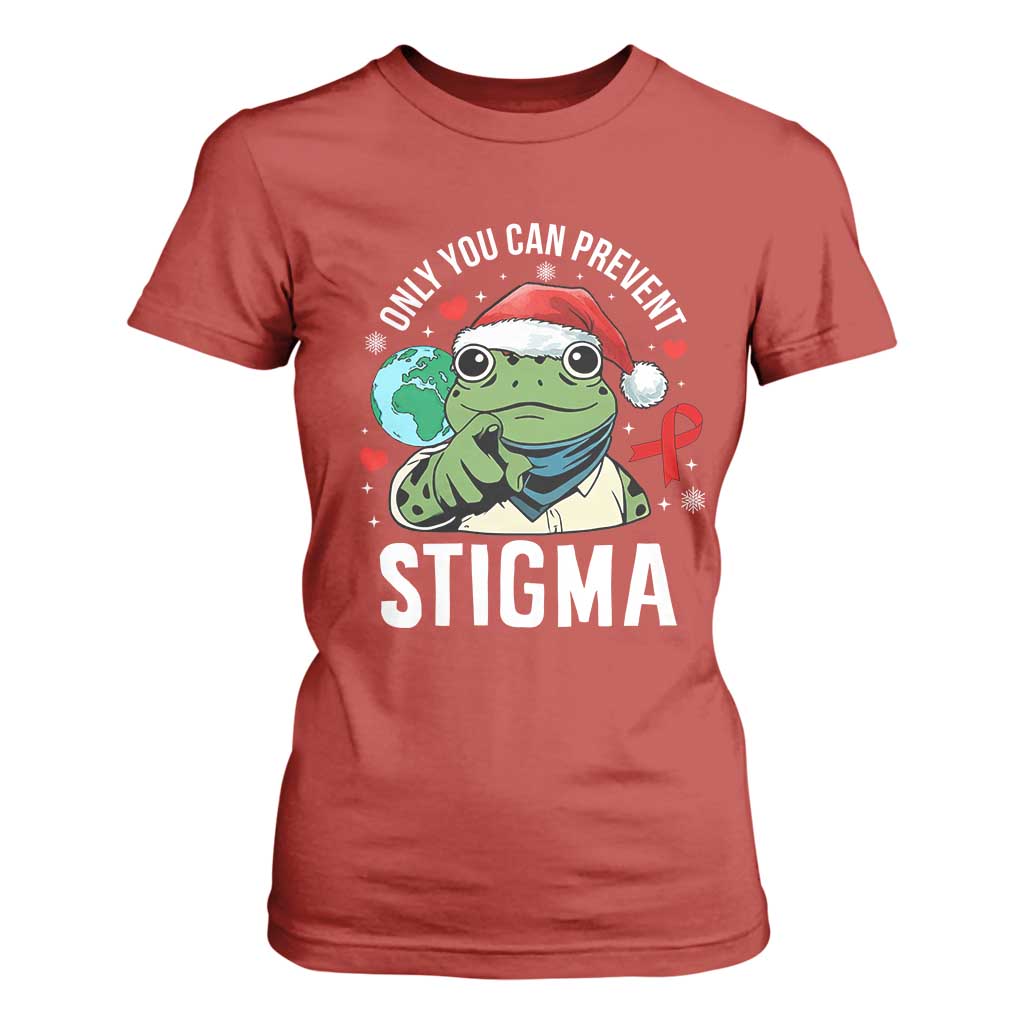 Resist Frog AIDS Support Christmas T Shirt For Women Only You Can Prevent Stigma