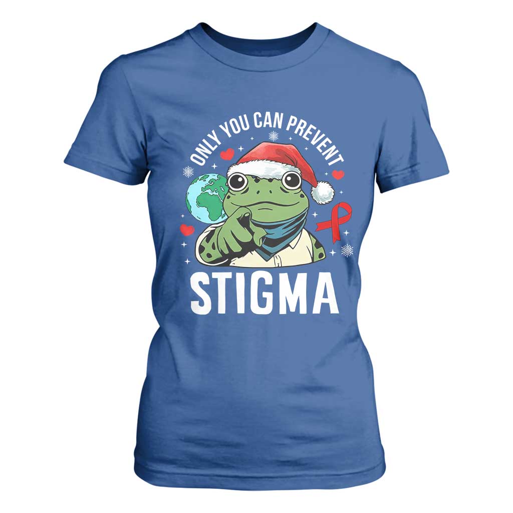 Christmas Frog AIDS Christmas Supporter T Shirt For Women Only You Can Prevent Stigma