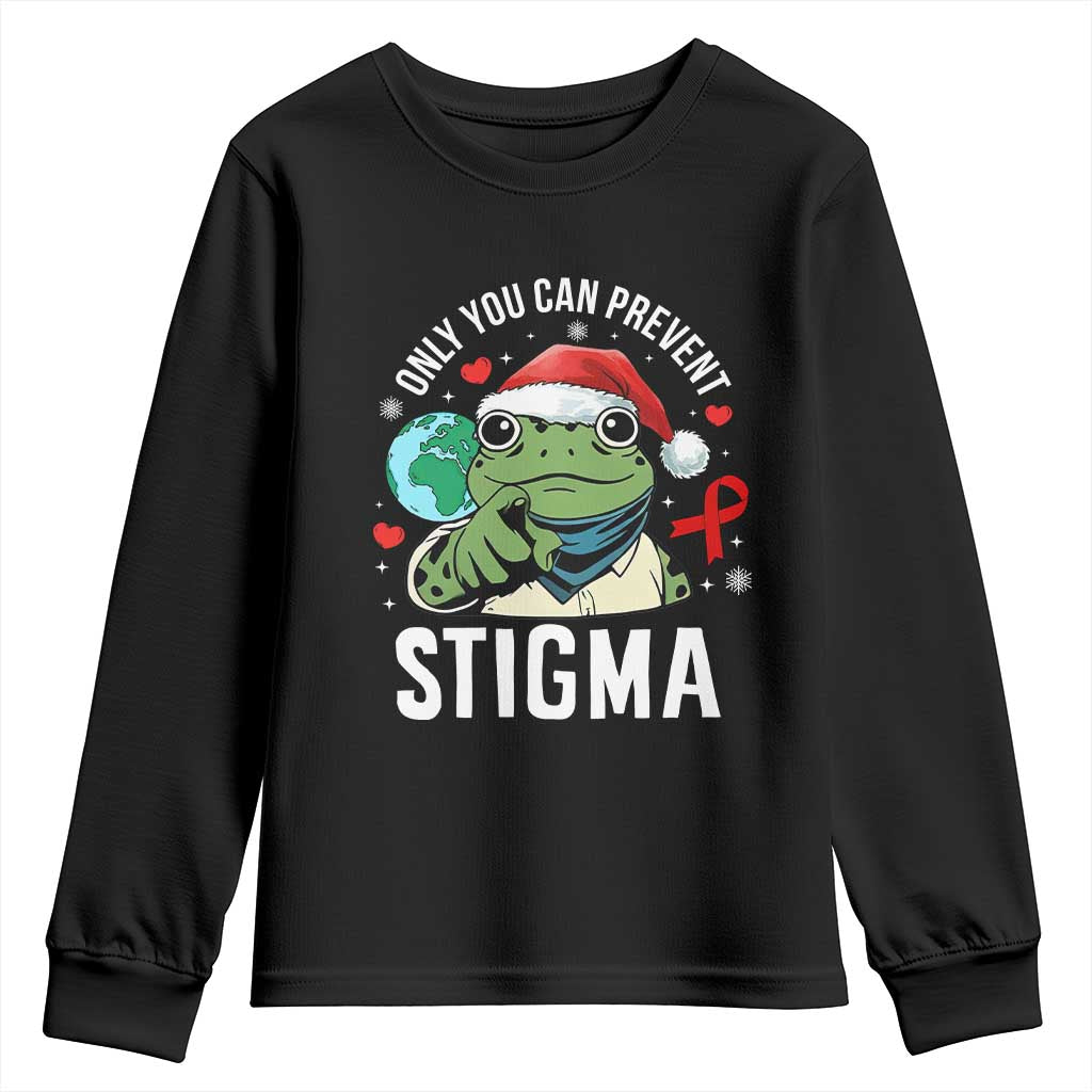 Christmas Frog AIDS Christmas Supporter Youth Sweatshirt Only You Can Prevent Stigma