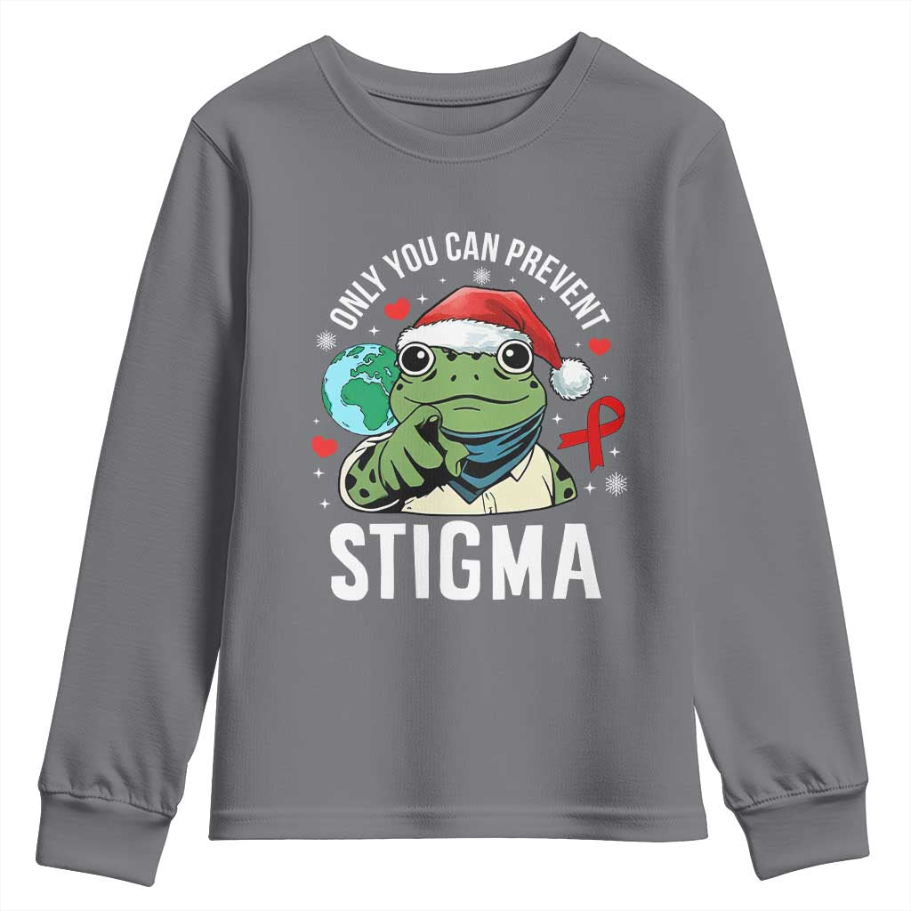 Christmas Frog AIDS Christmas Supporter Youth Sweatshirt Only You Can Prevent Stigma