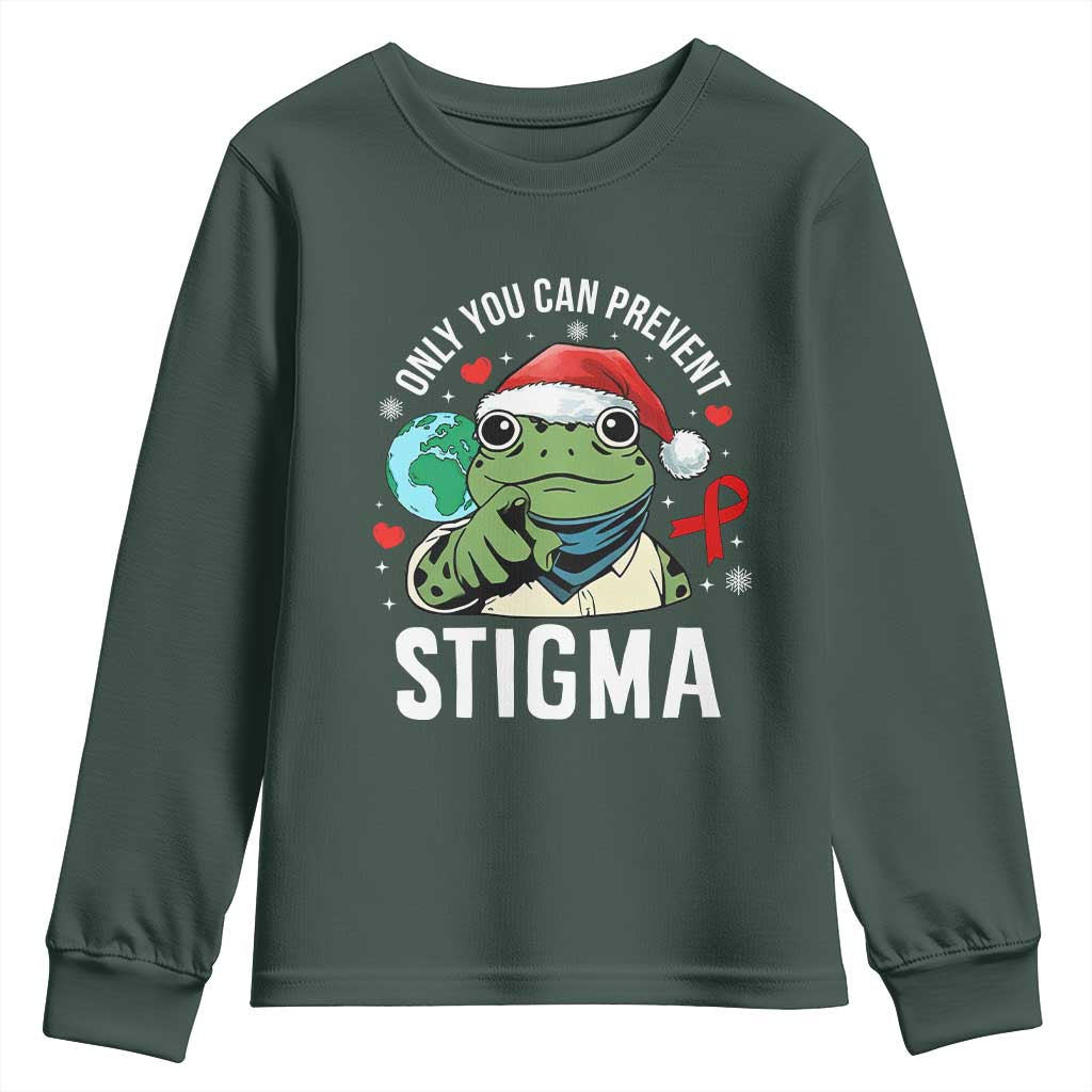 Christmas Frog AIDS Christmas Supporter Youth Sweatshirt Only You Can Prevent Stigma