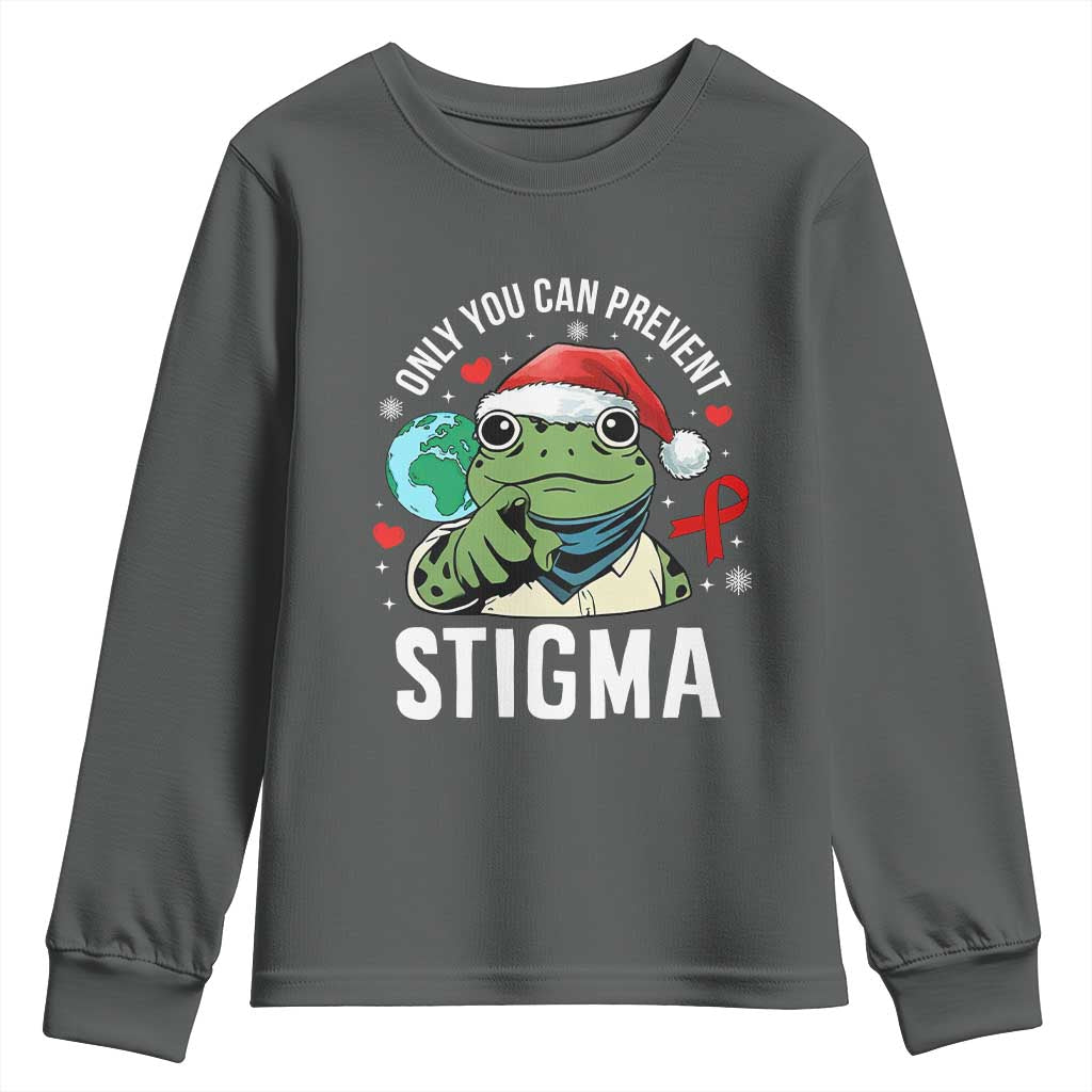 Christmas Frog AIDS Christmas Supporter Youth Sweatshirt Only You Can Prevent Stigma