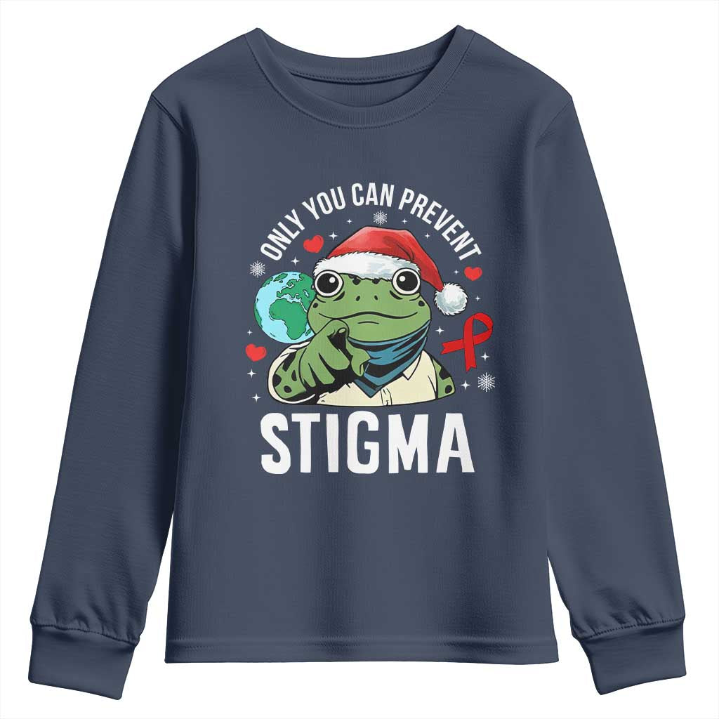 Christmas Frog AIDS Christmas Supporter Youth Sweatshirt Only You Can Prevent Stigma