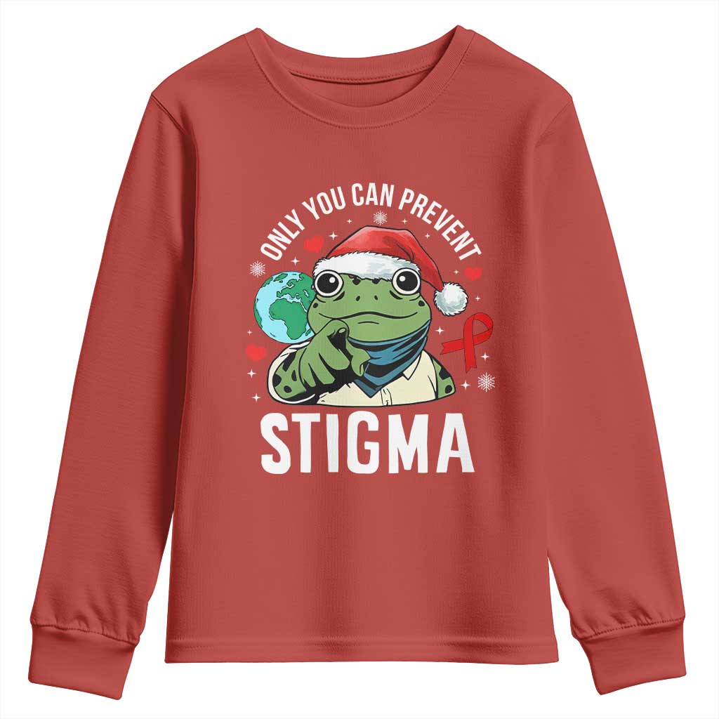 Resist Frog AIDS Support Christmas Youth Sweatshirt Only You Can Prevent Stigma
