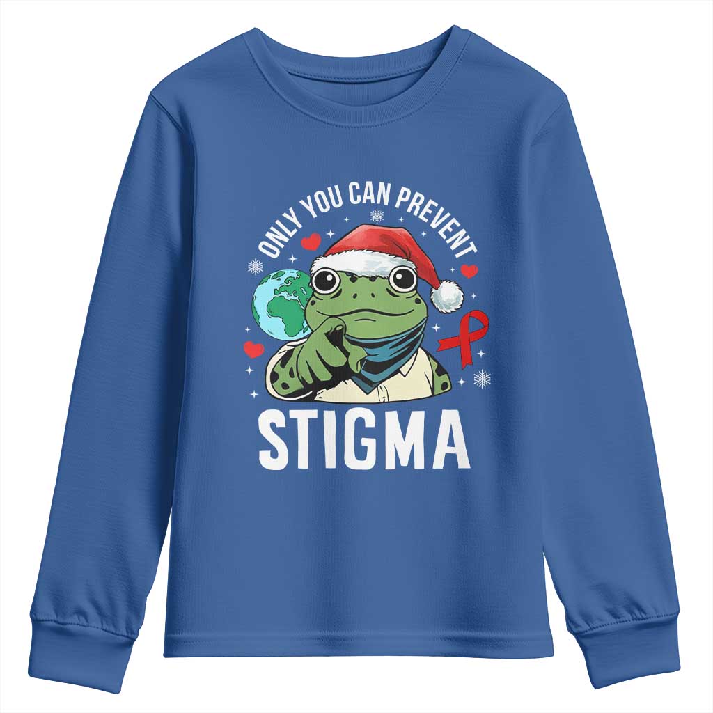 Christmas Frog AIDS Christmas Supporter Youth Sweatshirt Only You Can Prevent Stigma