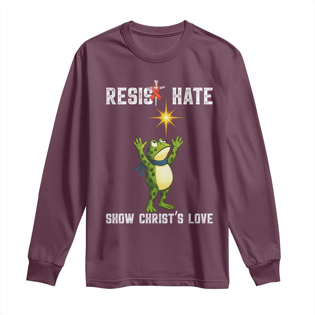 Resist Frog Long Sleeve Shirt Christian HIV Support Red Ribbon