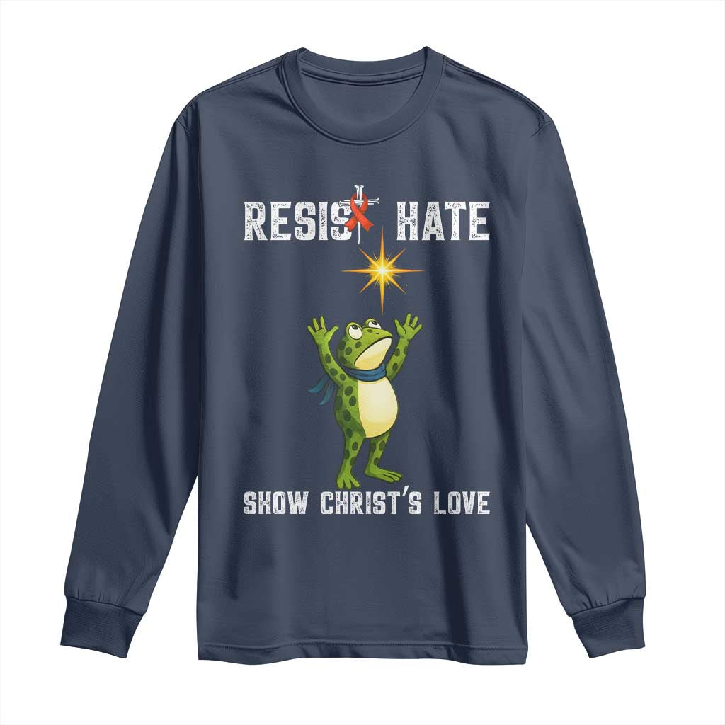 Resist Frog Long Sleeve Shirt Christian HIV Support Red Ribbon