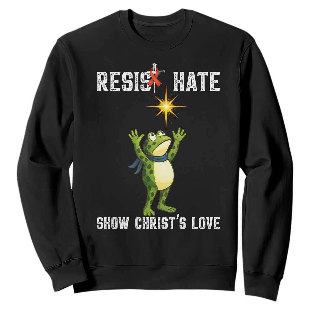 Resist Frog Sweatshirt Christian HIV Support Red Ribbon