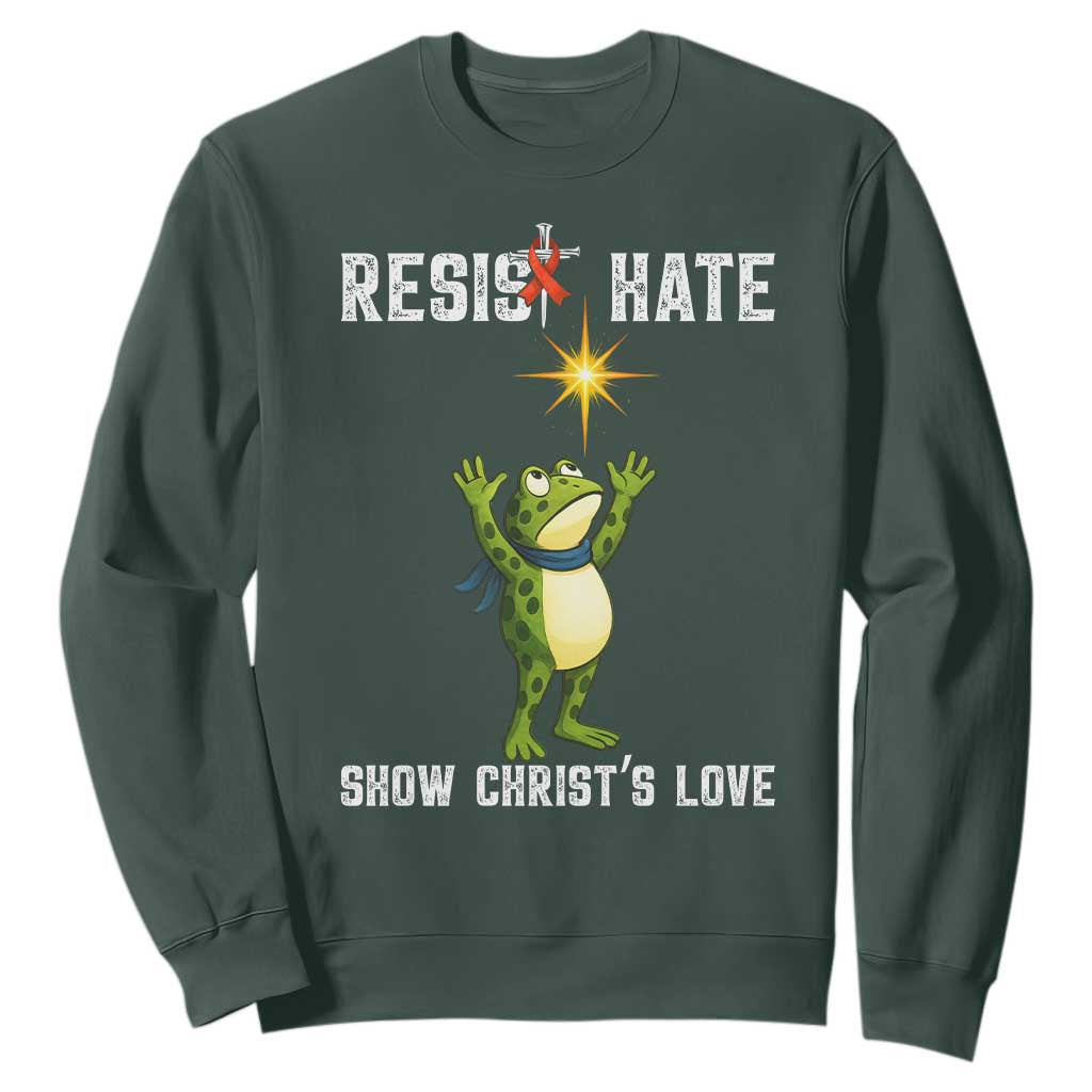 Resist Frog Sweatshirt Christian HIV Support Red Ribbon