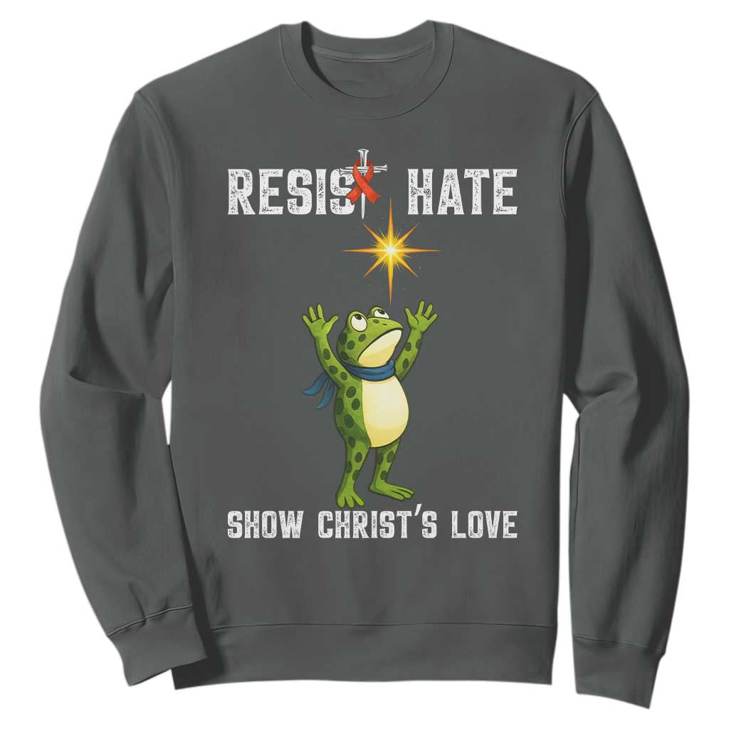 Resist Frog Sweatshirt Christian HIV Support Red Ribbon
