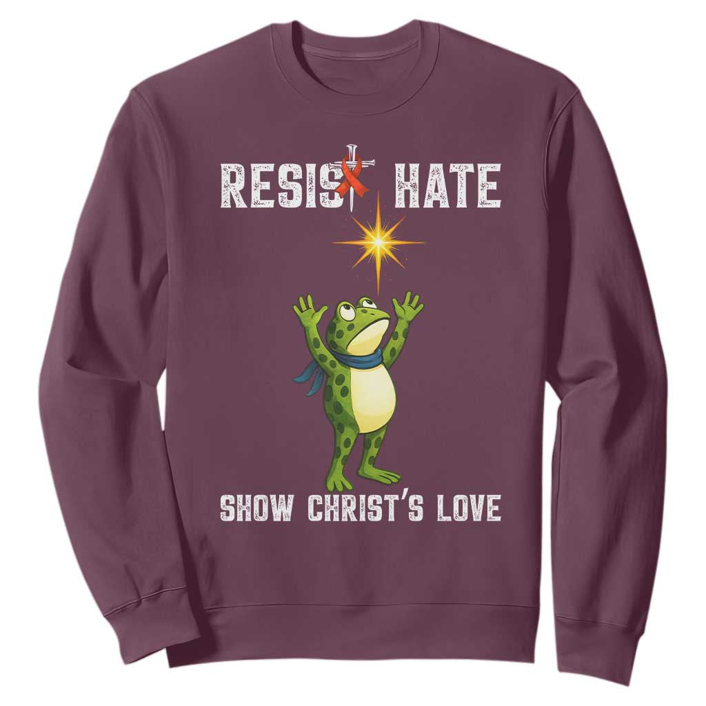 Resist Frog Sweatshirt Christian HIV Support Red Ribbon
