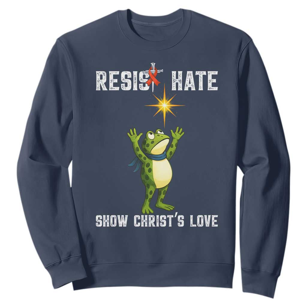 Resist Frog Sweatshirt Christian HIV Support Red Ribbon
