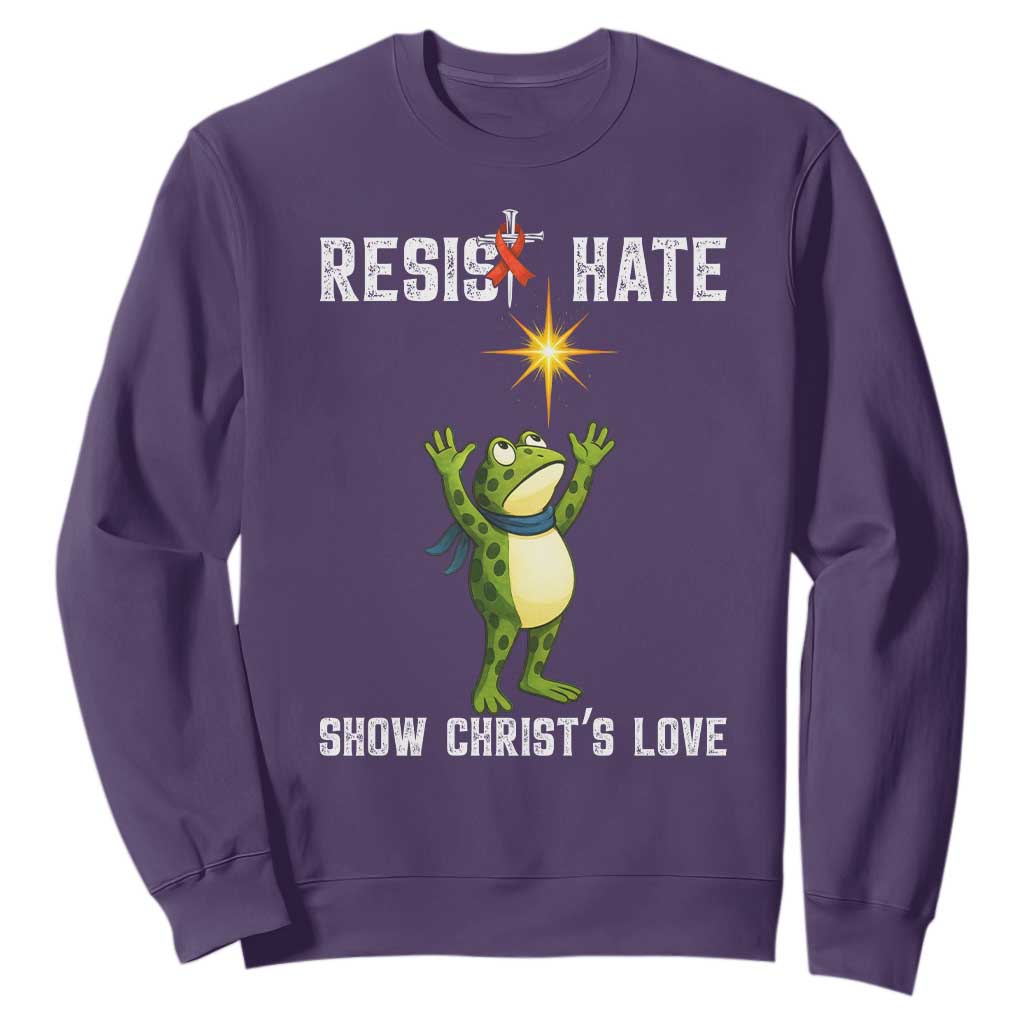 Resist Frog Sweatshirt Christian HIV Support Red Ribbon