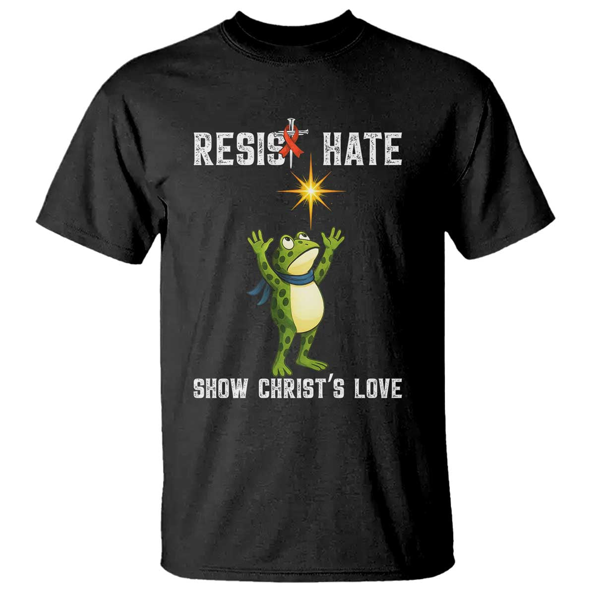 Resist Frog T Shirt Christian HIV Support Red Ribbon