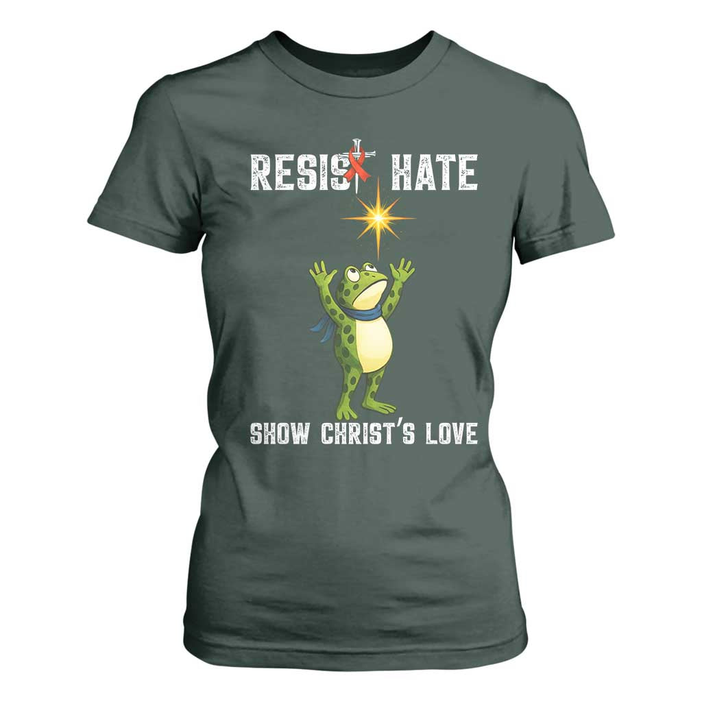 Resist Frog T Shirt For Women Christian HIV Support Red Ribbon