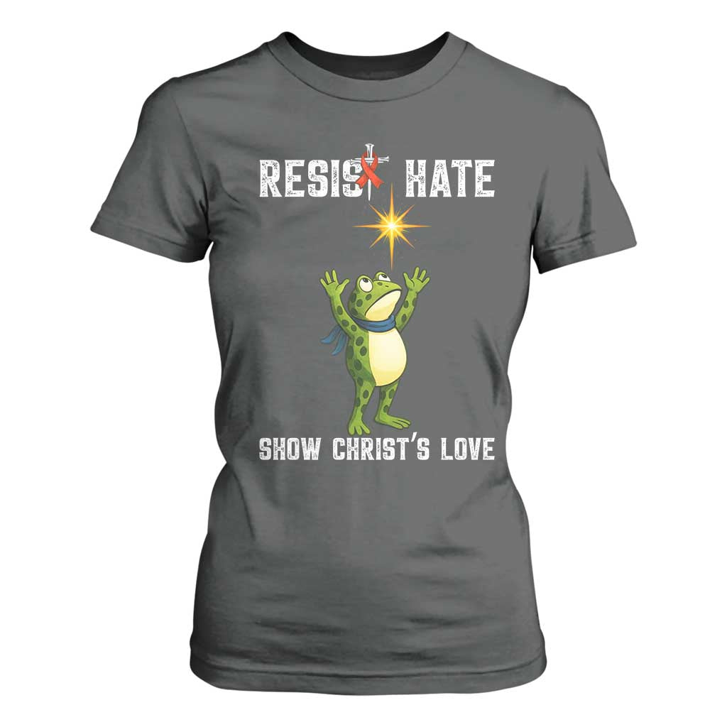 Resist Frog T Shirt For Women Christian HIV Support Red Ribbon