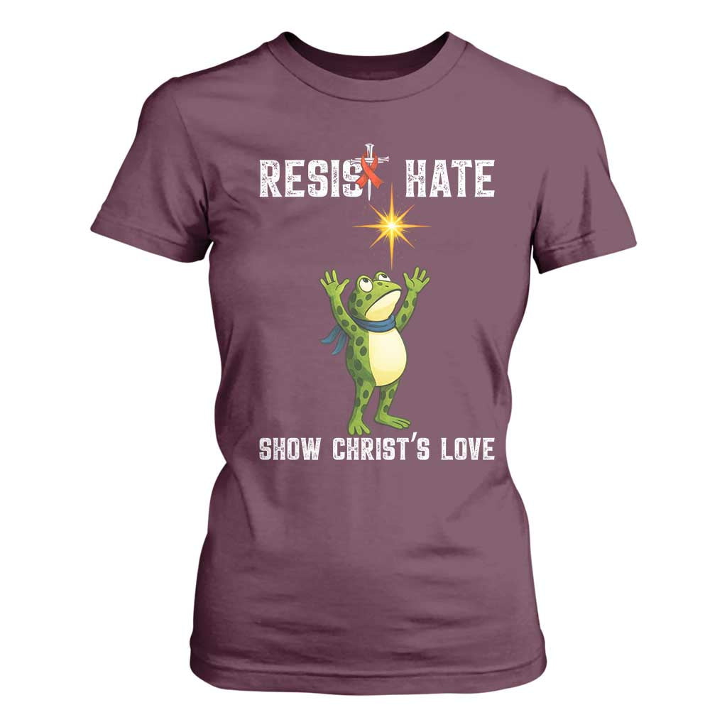 Resist Frog T Shirt For Women Christian HIV Support Red Ribbon