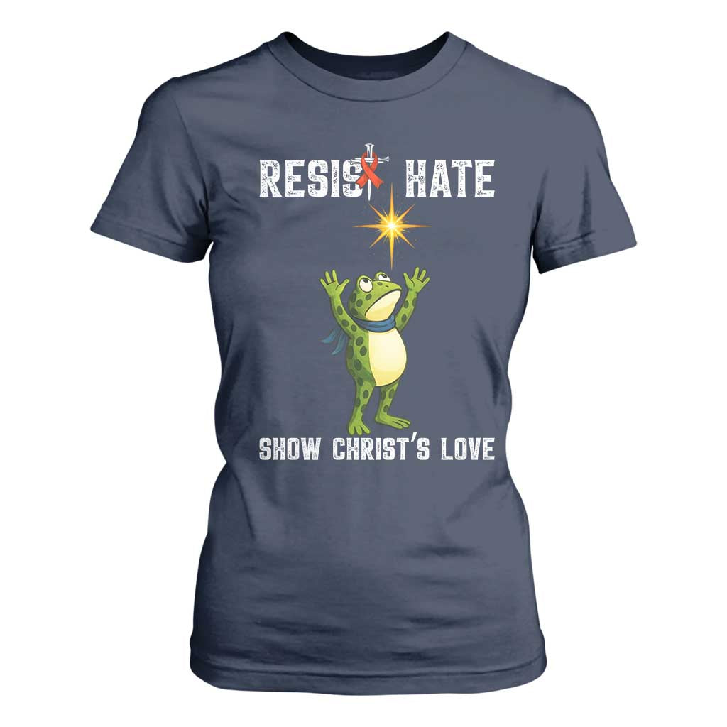 Resist Frog T Shirt For Women Christian HIV Support Red Ribbon