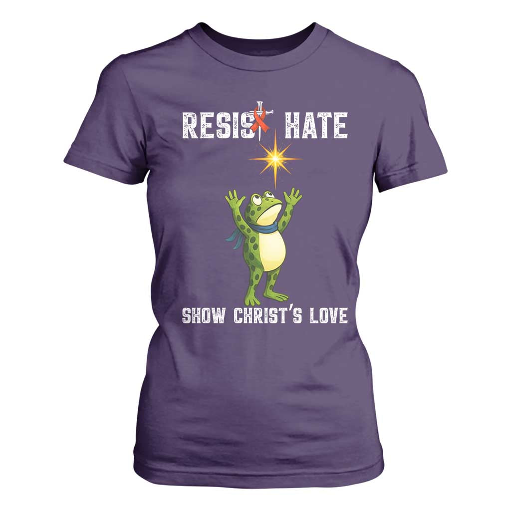 Resist Frog T Shirt For Women Christian HIV Support Red Ribbon