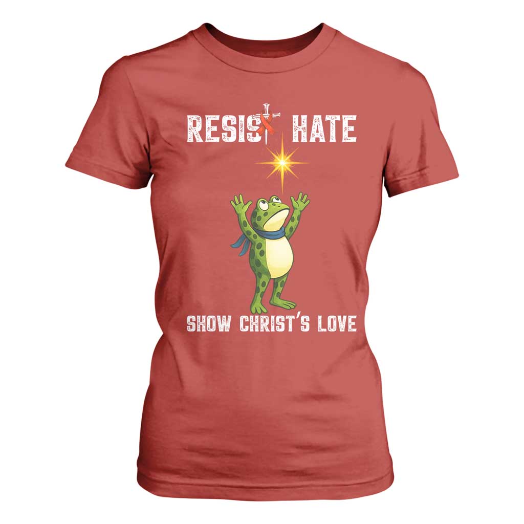 Resist Frog T Shirt For Women Christian HIV Support Red Ribbon
