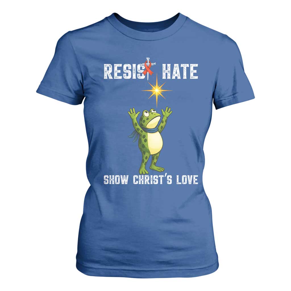 Resist Frog T Shirt For Women Christian HIV Support Red Ribbon