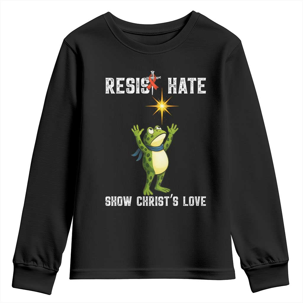 Resist Frog Youth Sweatshirt Christian HIV Support Red Ribbon