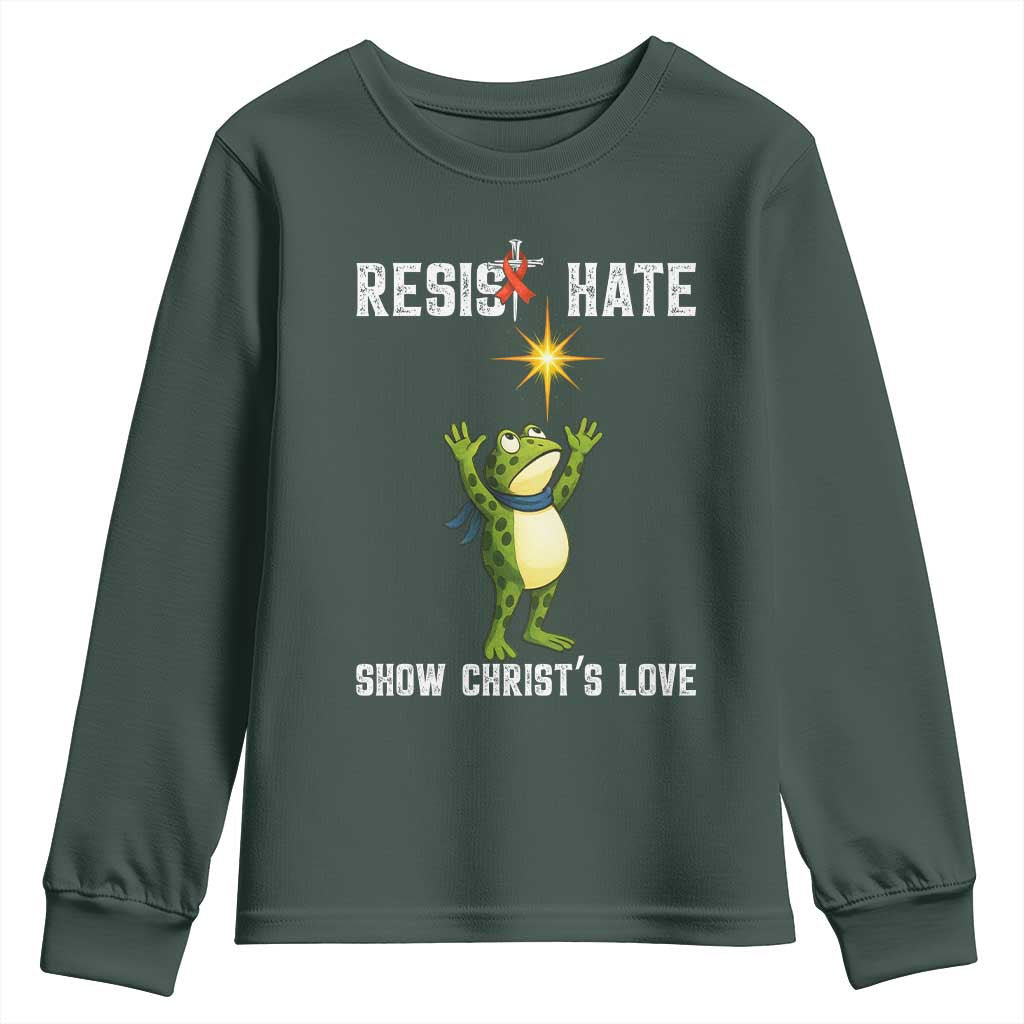 Resist Frog Youth Sweatshirt Christian HIV Support Red Ribbon