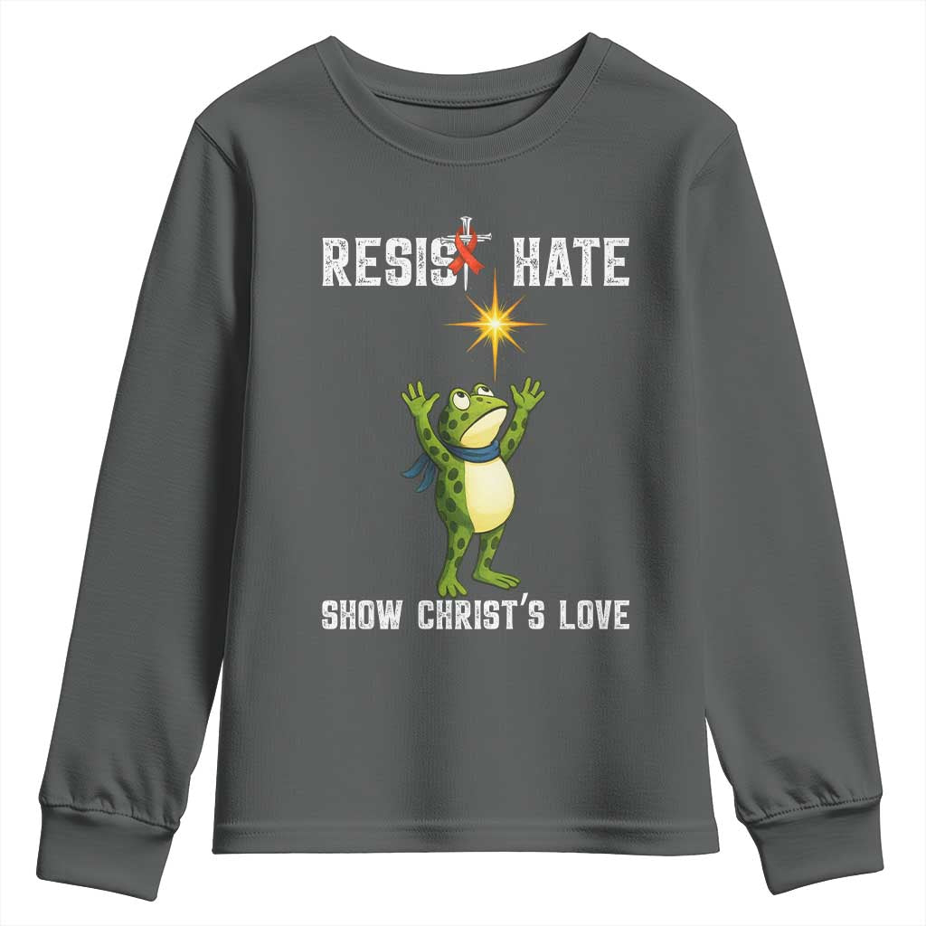 Resist Frog Youth Sweatshirt Christian HIV Support Red Ribbon