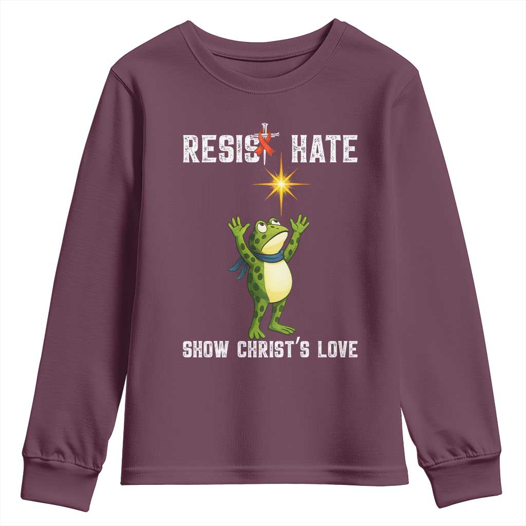 Resist Frog Youth Sweatshirt Christian HIV Support Red Ribbon