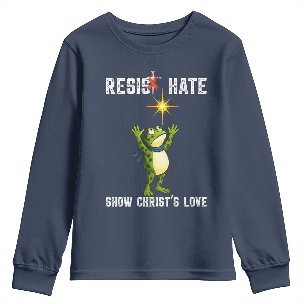 Resist Frog Youth Sweatshirt Christian HIV Support Red Ribbon