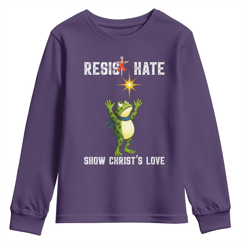 Resist Frog Youth Sweatshirt Christian HIV Support Red Ribbon