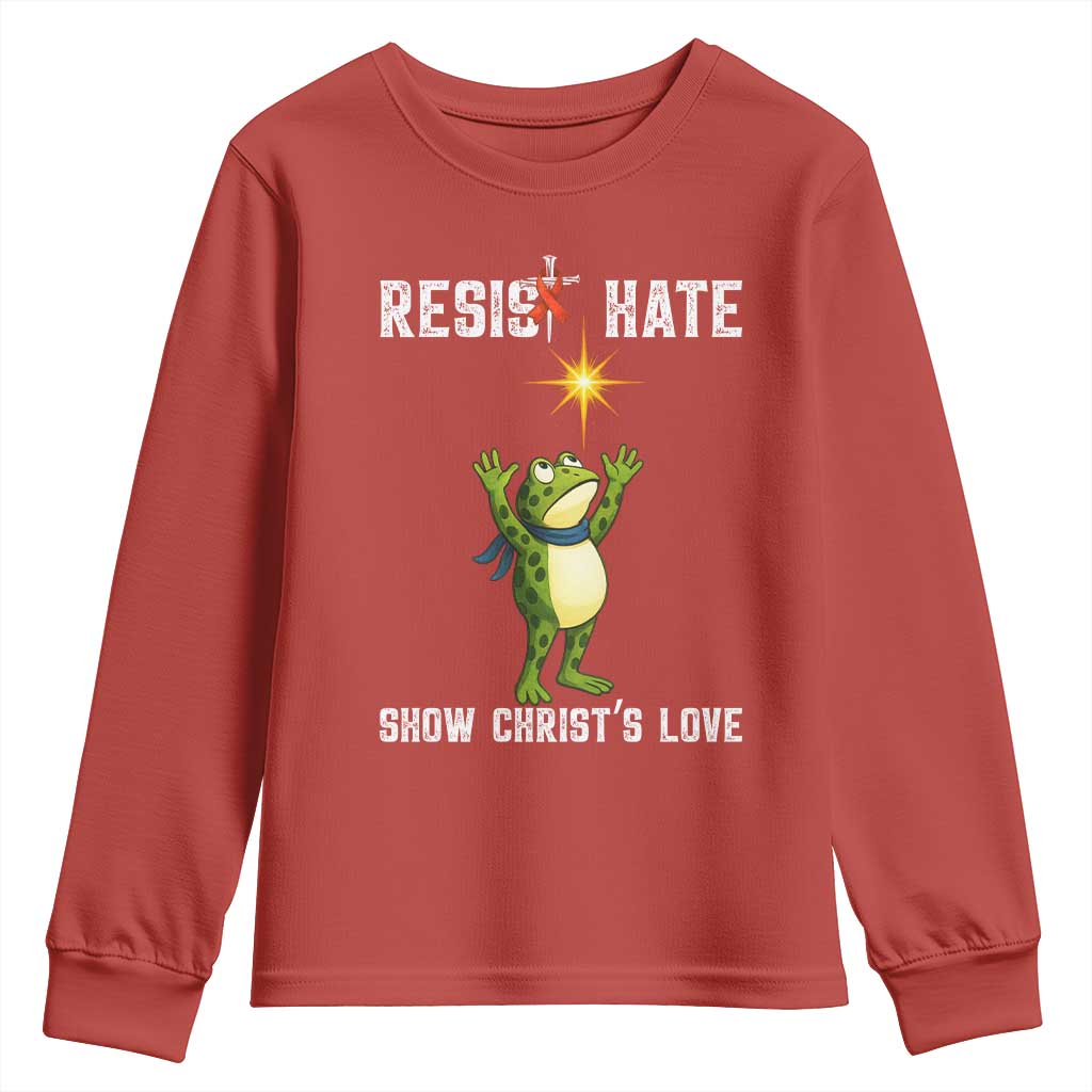 Resist Frog Youth Sweatshirt Christian HIV Support Red Ribbon