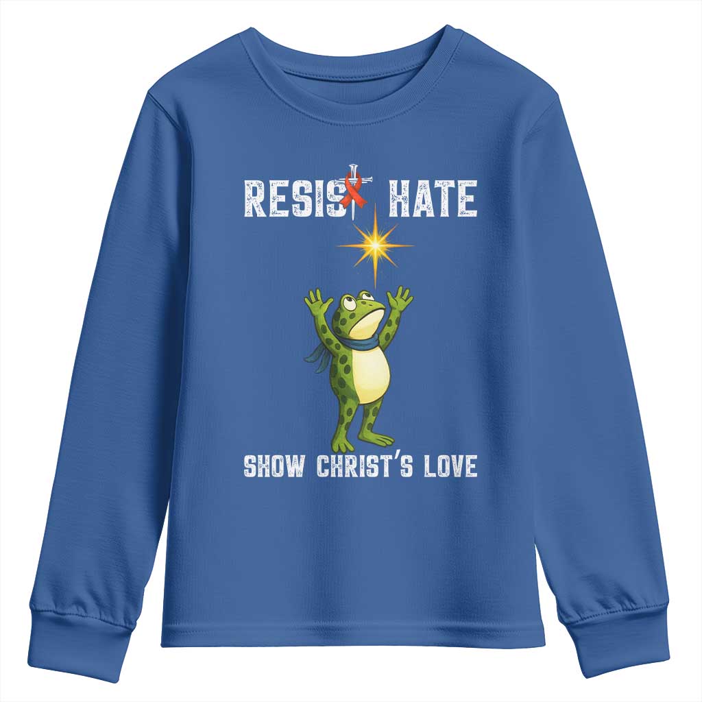 Resist Frog Youth Sweatshirt Christian HIV Support Red Ribbon