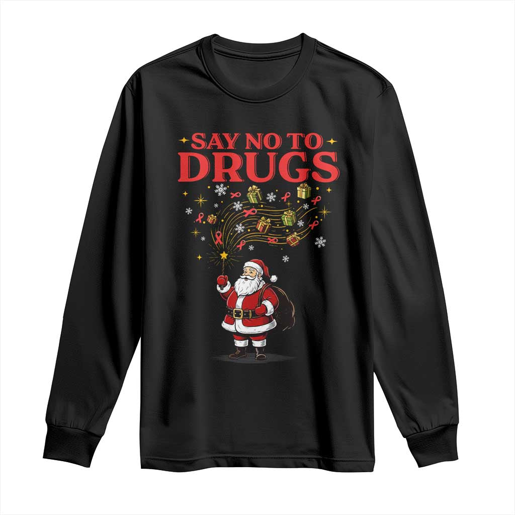 Santa Christmas Long Sleeve Shirt AIDS Awwanrness Red Ribbon HIV Support